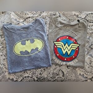 Under Armour Gray Batman and Wonder Woman Tees